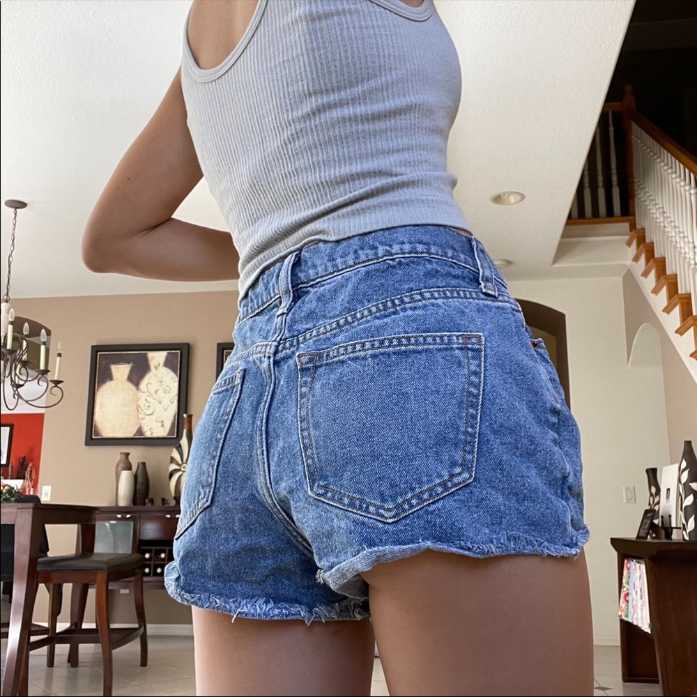 vintage medium wash denim shorts